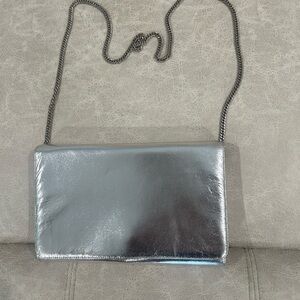 Vintage Nordstrom Silver Chain Strap Envelope Clutch Purse 💕💕